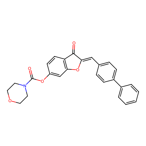 [(2Z)-3-oxo-2-[(4-phenylphenyl)methylidene]-1-benzofuran-6-yl] morpholine-4-carboxylate structure