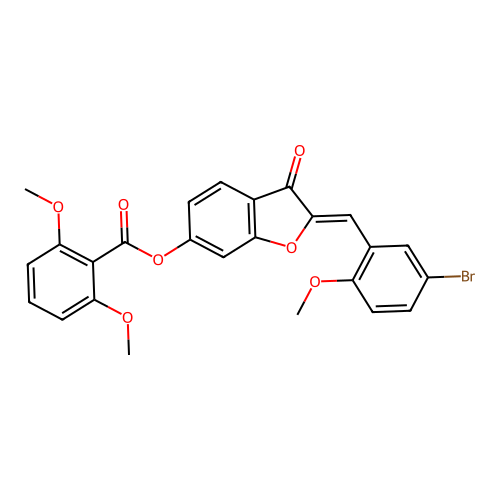 (Z)-2-(5-bromo-2-methoxybenzylidene)-3-oxo-2,3-dihydrobenzofuran-6-yl 2,6-dimethoxybenzoate structure