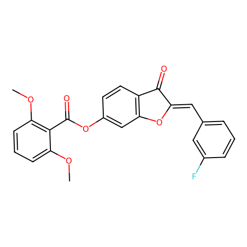 (2Z)-2-(3-fluorobenzylidene)-3-oxo-2,3-dihydro-1-benzofuran-6-yl 2,6-dimethoxybenzoate structure