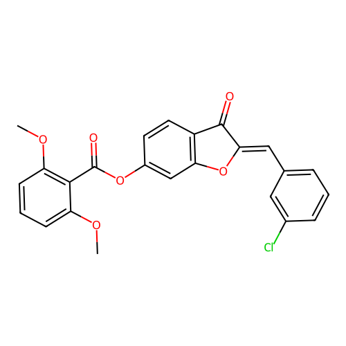 (2Z)-2-(3-chlorobenzylidene)-3-oxo-2,3-dihydro-1-benzofuran-6-yl 2,6-dimethoxybenzoate structure