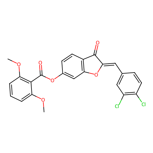 (Z)-2-(3,4-dichlorobenzylidene)-3-oxo-2,3-dihydrobenzofuran-6-yl 2,6-dimethoxybenzoate structure