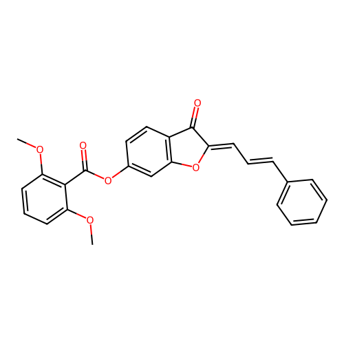 (2-cinnamylidene-3-oxo-benzofuran-6-yl) 2,6-dimethoxybenzoate structure