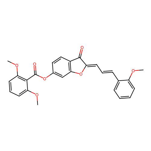 (Z)-2-((E)-3-(2-methoxyphenyl)allylidene)-3-oxo-2,3-dihydrobenzofuran-6-yl 2,6-dimethoxybenzoate structure