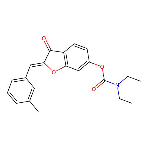 (Z)-2-(3-methylbenzylidene)-3-oxo-2,3-dihydrobenzofuran-6-yl diethylcarbamate structure