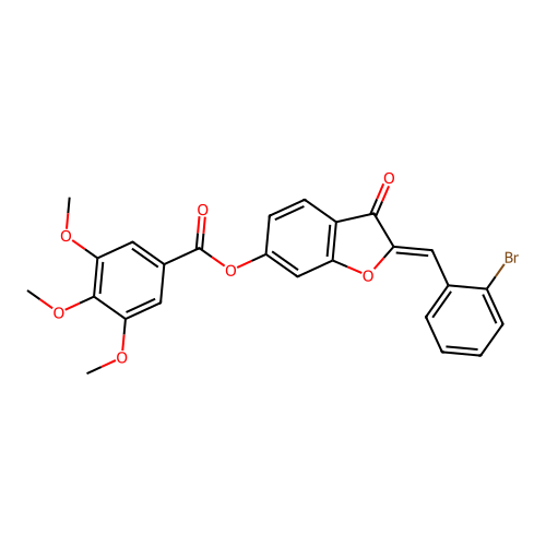(2Z)-2-(2-bromobenzylidene)-3-oxo-2,3-dihydro-1-benzofuran-6-yl 3,4,5-trimethoxybenzoate structure
