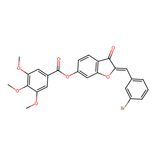 (2Z)-2-(3-bromobenzylidene)-3-oxo-2,3-dihydro-1-benzofuran-6-yl 3,4,5-trimethoxybenzoate structure
