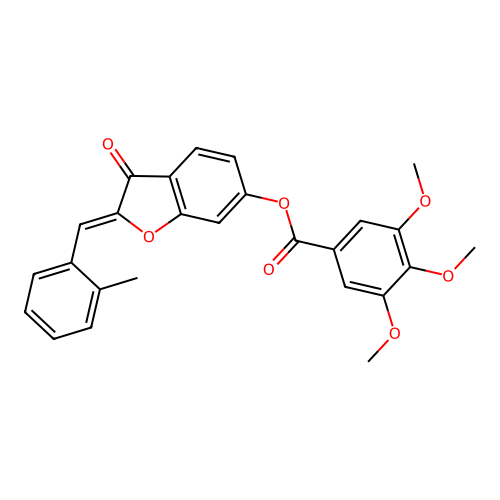 (Z)-2-(2-methylbenzylidene)-3-oxo-2,3-dihydrobenzofuran-6-yl 3,4,5-trimethoxybenzoate structure
