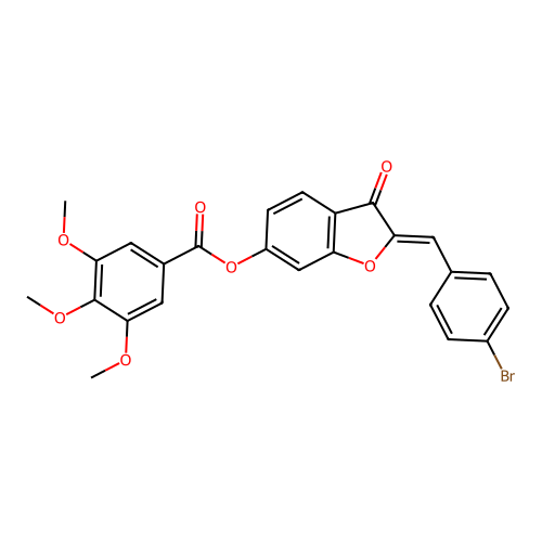 (2Z)-2-(4-bromobenzylidene)-3-oxo-2,3-dihydro-1-benzofuran-6-yl 3,4,5-trimethoxybenzoate structure