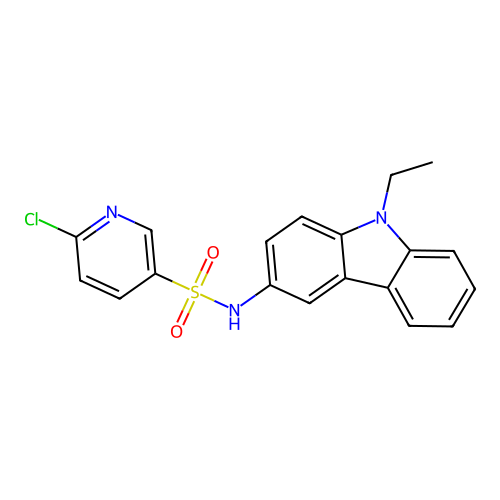 6-chloro-N-(9-ethyl-9H-carbazol-3-yl)-3-pyridinesulfonamide structure