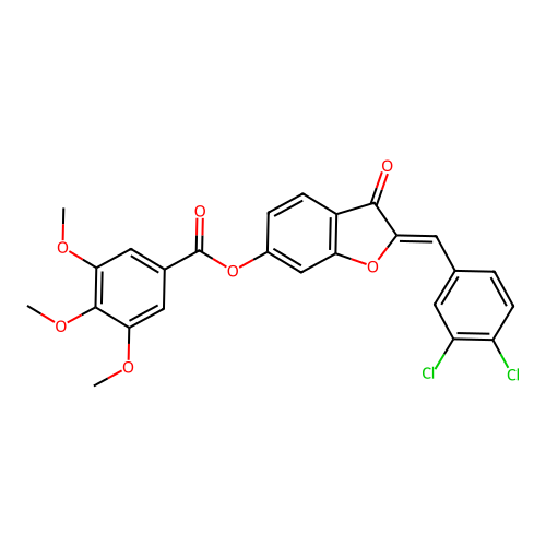 (Z)-2-(3,4-dichlorobenzylidene)-3-oxo-2,3-dihydrobenzofuran-6-yl 3,4,5-trimethoxybenzoate structure