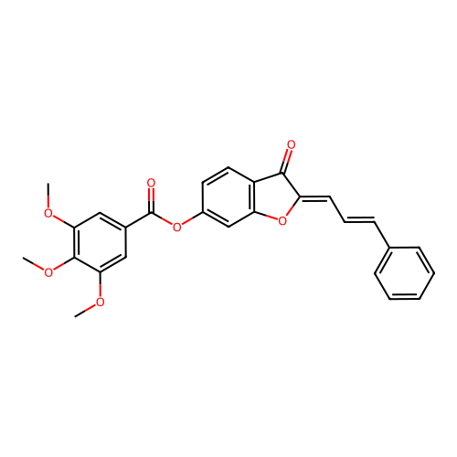 (2-cinnamylidene-3-oxo-benzofuran-6-yl) 3,4,5-trimethoxybenzoate structure