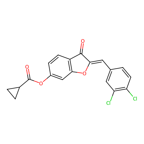 (Z)-2-(3,4-dichlorobenzylidene)-3-oxo-2,3-dihydrobenzofuran-6-yl cyclopropanecarboxylate structure