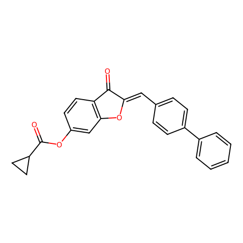 [(2Z)-3-oxo-2-[(4-phenylphenyl)methylidene]-1-benzofuran-6-yl] cyclopropanecarboxylate structure
