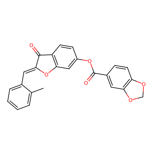(Z)-2-(2-methylbenzylidene)-3-oxo-2,3-dihydrobenzofuran-6-yl benzo[d][1,3]dioxole-5-carboxylate structure