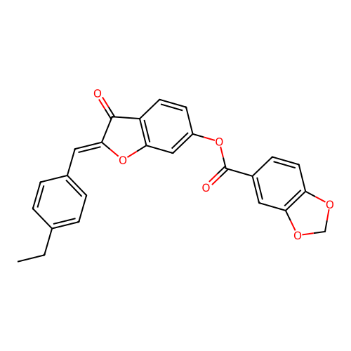 (Z)-2-(4-ethylbenzylidene)-3-oxo-2,3-dihydrobenzofuran-6-yl benzo[d][1,3]dioxole-5-carboxylate structure