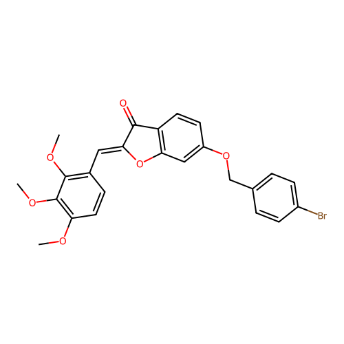 (Z)-6-((4-bromobenzyl)oxy)-2-(2,3,4-trimethoxybenzylidene)benzofuran-3(2H)-one structure