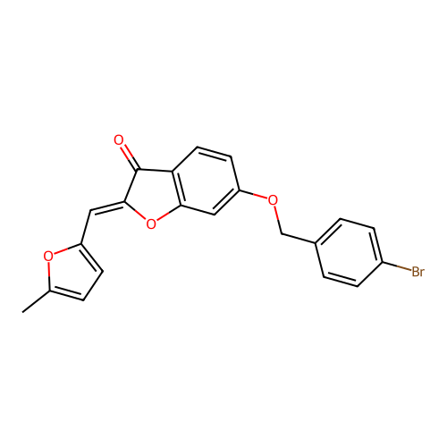 (Z)-6-((4-bromobenzyl)oxy)-2-((5-methylfuran-2-yl)methylene)benzofuran-3(2H)-one structure