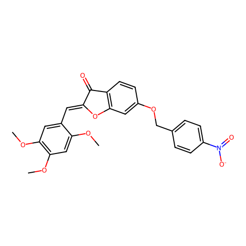 (Z)-6-((4-nitrobenzyl)oxy)-2-(2,4,5-trimethoxybenzylidene)benzofuran-3(2H)-one structure