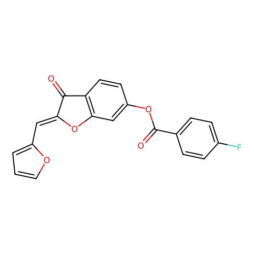 (Z)-2-(furan-2-ylmethylene)-3-oxo-2,3-dihydrobenzofuran-6-yl 4-fluorobenzoate structure