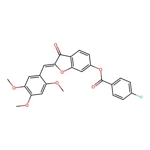 (Z)-3-oxo-2-(2,4,5-trimethoxybenzylidene)-2,3-dihydrobenzofuran-6-yl 4-fluorobenzoate structure