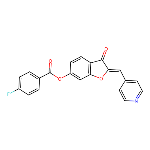 (Z)-3-oxo-2-(pyridin-4-ylmethylene)-2,3-dihydrobenzofuran-6-yl 4-fluorobenzoate structure