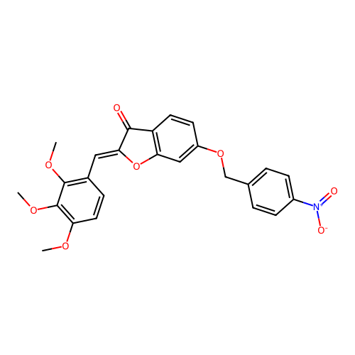(Z)-6-((4-nitrobenzyl)oxy)-2-(2,3,4-trimethoxybenzylidene)benzofuran-3(2H)-one structure