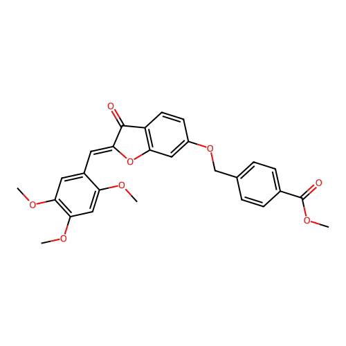 Methyl 4-[[3-oxo-2-[(2,4,5-trimethoxyphenyl)methylidene]benzofuran-6-yl]oxymethyl]benzoate structure