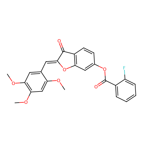 (Z)-3-oxo-2-(2,4,5-trimethoxybenzylidene)-2,3-dihydrobenzofuran-6-yl 2-fluorobenzoate structure
