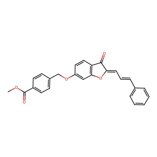 methyl 4-((((Z)-3-oxo-2-((E)-3-phenylallylidene)-2,3-dihydrobenzofuran-6-yl)oxy)methyl)benzoate structure
