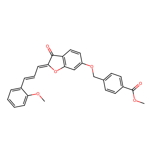 methyl 4-((((Z)-2-((E)-3-(2-methoxyphenyl)allylidene)-3-oxo-2,3-dihydrobenzofuran-6-yl)oxy)methyl)benzoate structure