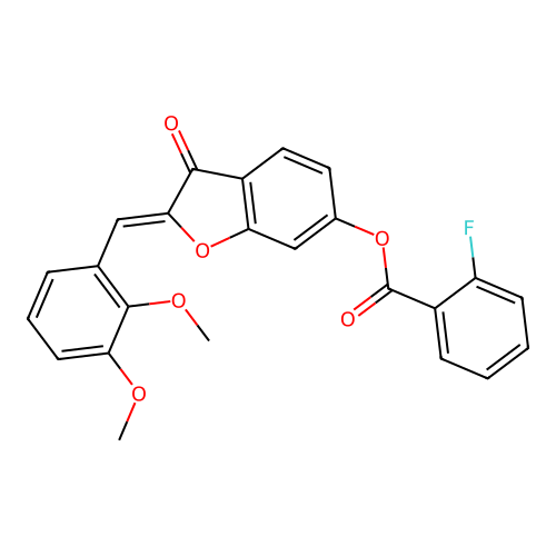 (Z)-2-(2,3-dimethoxybenzylidene)-3-oxo-2,3-dihydrobenzofuran-6-yl 2-fluorobenzoate structure