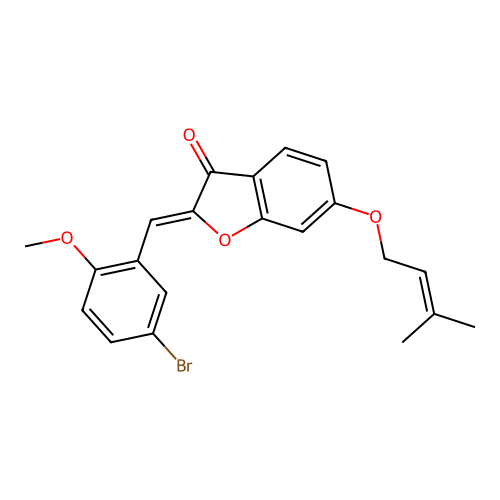 (2Z)-2-[(5-bromo-2-methoxyphenyl)methylidene]-6-(3-methylbut-2-enoxy)-1-benzofuran-3-one structure