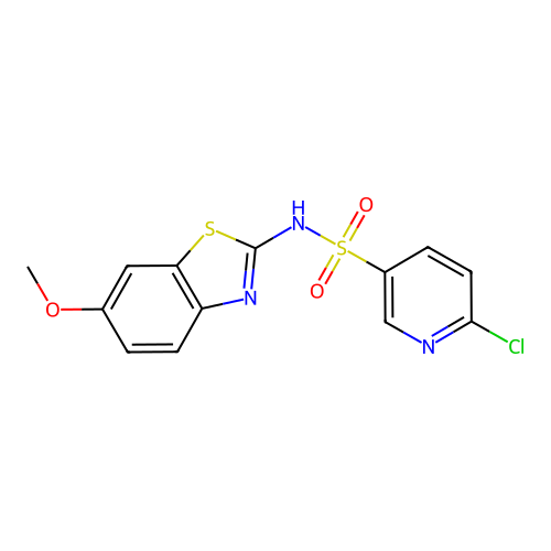 6-chloro-N-(6-methoxy-1,3-benzothiazol-2-yl)pyridine-3-sulfonamide structure