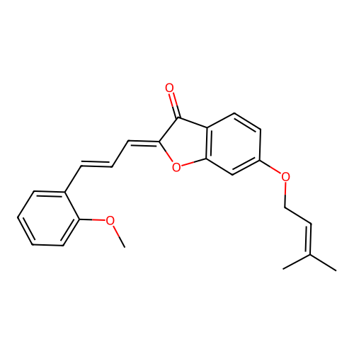 (2Z)-2-[(2E)-3-(2-methoxyphenyl)prop-2-en-1-ylidene]-6-[(3-methylbut-2-en-1-yl)oxy]-1-benzofuran-3(2H)-one structure