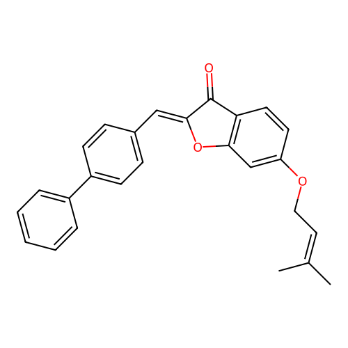 6-(3-Methylbut-2-enyloxy)-2-[(4-phenylphenyl)methylene]benzo[b]furan-3-one structure