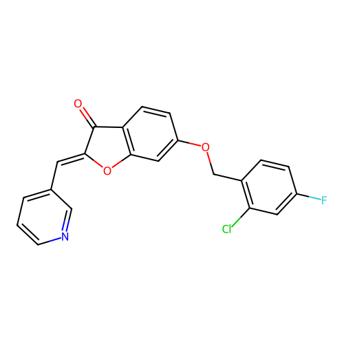 6-[(2-Chloro-4-fluorophenyl)methoxy]-2-(3-pyridylmethylene)benzo[b]furan-3-one structure