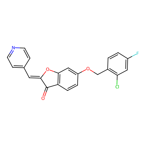 6-[(2-Chloro-4-fluorophenyl)methoxy]-2-(4-pyridylmethylene)benzo[b]furan-3-one structure