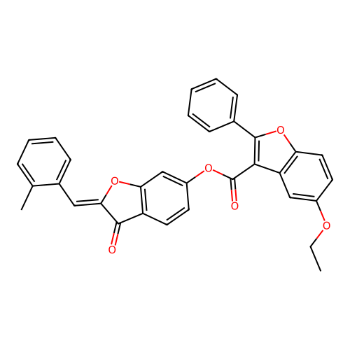 (Z)-2-(2-methylbenzylidene)-3-oxo-2,3-dihydrobenzofuran-6-yl 5-ethoxy-2-phenylbenzofuran-3-carboxylate structure