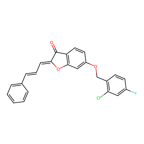 (Z)-6-((2-chloro-4-fluorobenzyl)oxy)-2-((E)-3-phenylallylidene)benzofuran-3(2H)-one structure