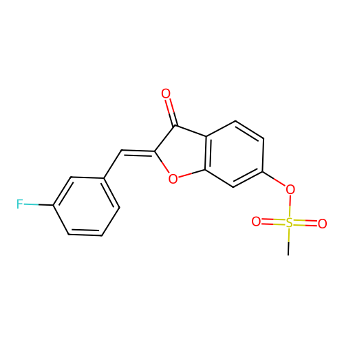 (Z)-2-(3-fluorobenzylidene)-3-oxo-2,3-dihydrobenzofuran-6-yl methanesulfonate structure