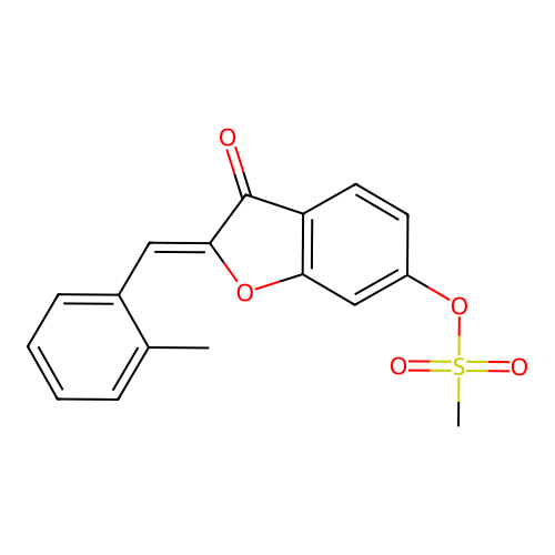 (Z)-2-(2-methylbenzylidene)-3-oxo-2,3-dihydrobenzofuran-6-yl methanesulfonate structure
