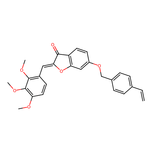 (Z)-2-(2,3,4-trimethoxybenzylidene)-6-((4-vinylbenzyl)oxy)benzofuran-3(2H)-one structure