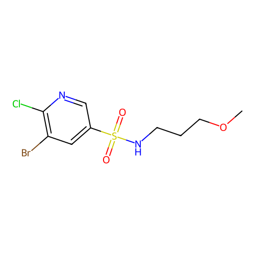 5-bromo-6-chloro-N-(3-methoxypropyl)-3-pyridinesulfonamide structure