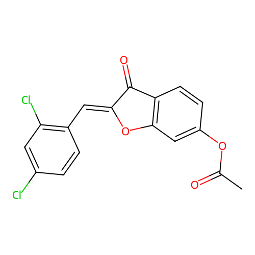 (Z)-2-(2,4-dichlorobenzylidene)-3-oxo-2,3-dihydrobenzofuran-6-yl acetate structure