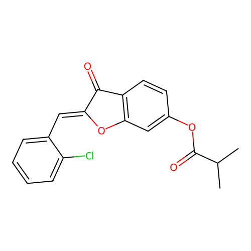 2-[(2-Chlorophenyl)methylene]-3-oxobenzo[3,4-b]furan-6-yl 2-methylpropanoate structure