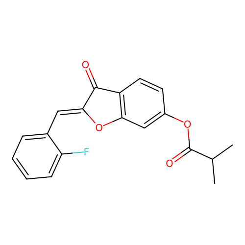 (Z)-2-(2-fluorobenzylidene)-3-oxo-2,3-dihydrobenzofuran-6-yl isobutyrate structure