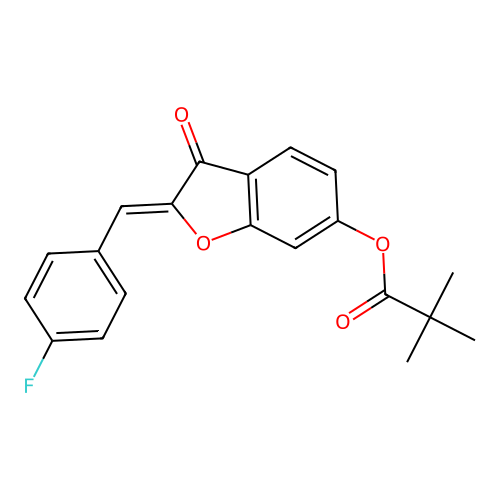 (2Z)-2-(4-fluorobenzylidene)-3-oxo-2,3-dihydro-1-benzofuran-6-yl 2,2-dimethylpropanoate structure