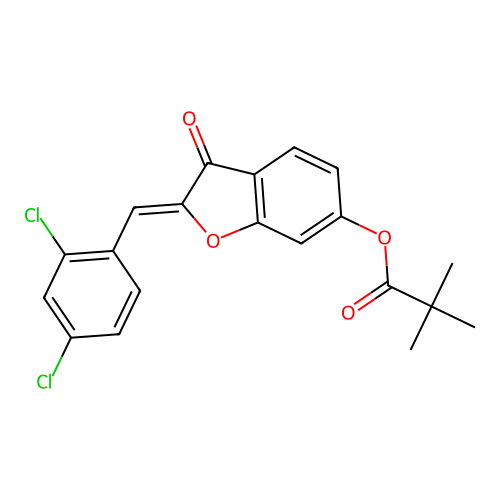 (2Z)-2-(2,4-dichlorobenzylidene)-3-oxo-2,3-dihydro-1-benzofuran-6-yl 2,2-dimethylpropanoate structure