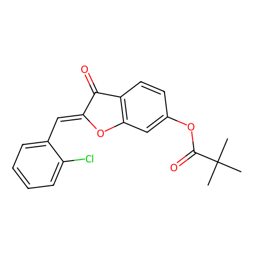 (2Z)-2-(2-chlorobenzylidene)-3-oxo-2,3-dihydro-1-benzofuran-6-yl 2,2-dimethylpropanoate structure