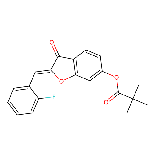 (2Z)-2-(2-fluorobenzylidene)-3-oxo-2,3-dihydro-1-benzofuran-6-yl 2,2-dimethylpropanoate structure